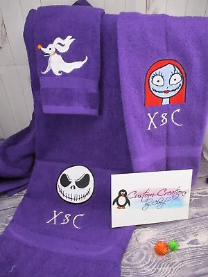 Nightmare Before Christmas Jack Sally Zero Personalized 3 Piece Bath Towel Set   • $28