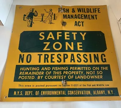 Vintage NY State Fish & Game Conservation Dept Tin Sign • $19.99