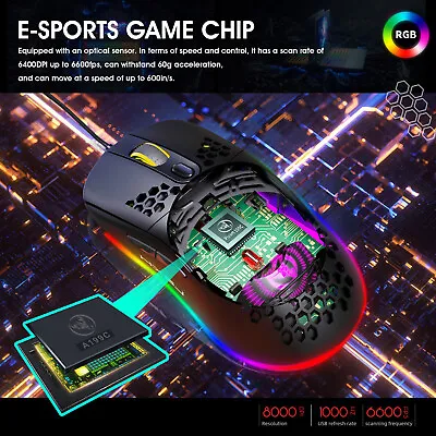 Mechanical Define The Game USB Wired 6400DPI Adjustable Gaming Mouse Mice Fk1 • $33.62