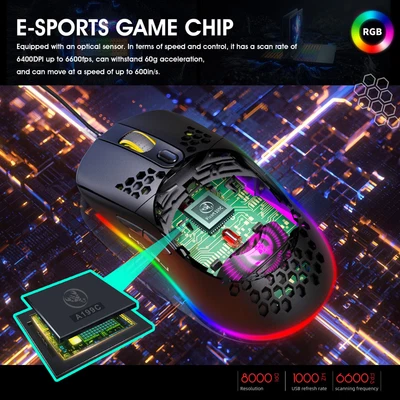 Mechanical Define The Game USB Wired 6400DPI Adjustable Gaming Mouse Mice Fk1 • $33.62