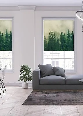 Lister Cartwright Blackout Roller Blinds Child Safety Cut Green Forest • £27.99