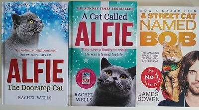 Cat Book Bundle X3 A Cat Called Alfie/The Doorstep Cat/Street Cat Named Bob VGC • £2.99