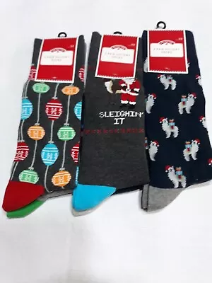 Lot 6 Pairs Holiday Time Men's Christmas Socks 2 Pairs Crew Size 6-12 • $9.99