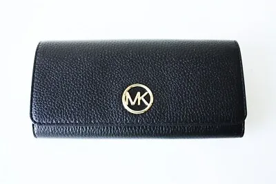 Michael Kors Purse / Purse Fulton Flap Continental Leather Black • $90.68