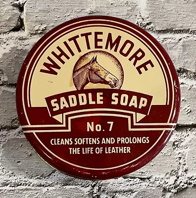 Vintage Whittemore’s Saddle Soap Can Tin W/ Lid Horse Graphic Advertising Tin • $15.99