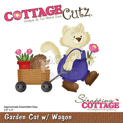New Scrapping Cottage Cutz Metal Cutting Die Garden Cat With Wagon CC-740 • £20