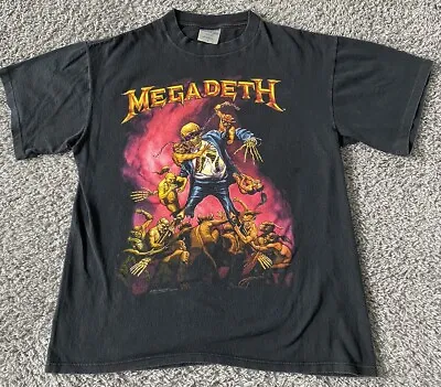 Vintage Megadeth Band T Shirt Brockum Large Black Metal 90s 1991 Graphic Single • $199