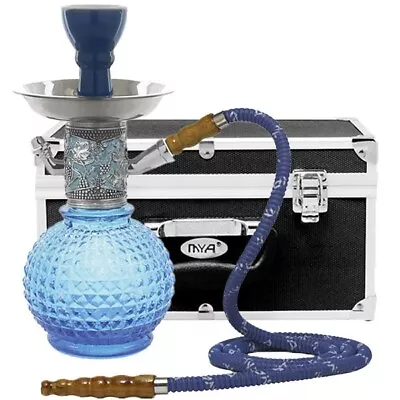 Mya Bambino 10.5  Portable Hard Case Hookah Shisha Pipe Set Single Hose Sky Blue • $59.99