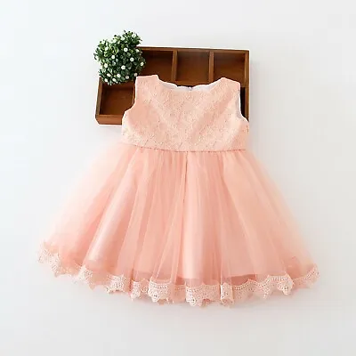 £17.99 • Buy New Born Baby Baptism Dress Tutu Floral Embroidery Infant Christening Lace Gown