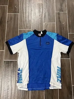 Vintage Nike Cycling Biking Jersey Adult XL Blue 1/4 Zip Shirt Gray Tag • $16.96