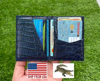 Blue Crocodile Card Holder Genuine Alligator Leather Men ID Slim Mini Wallet  • $65