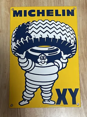 MICHELIN TIRES PORCELAIN GAS MOTOR OIL SERVICE STATION SIGN ~ 12”x8” • $59.99