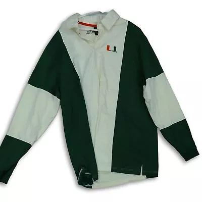 Nike Mens Green White Miami Hurricanes Long Sleeve Collared Polo Shirt Size XXL • $17.49