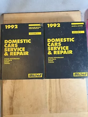 1992 Mitchell Manuals Domestic Cars Service & Repair Volume 1 & 2 • $29.95