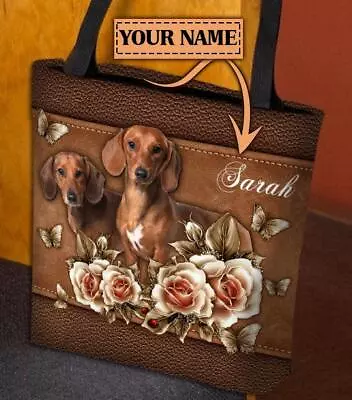 Personalized Dachshund Tote Bag Custom Dog Tote Bag Funny Dog Shoulder Bag • $35.99