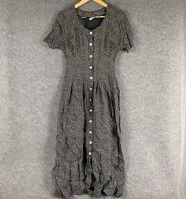 Vintage Dress 8 Black White A Line Shirt House Flowers Formal Vintage 90s • $15.96