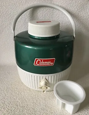 $23.93 • Buy Vintage Coleman 1 Gallon Metal  Water Cooler Jug Green & White With Cup WICHITA
