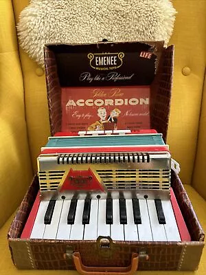 Vintage EMENEE Toy Accordion Child's Toy Plastic Red 10  X 7.5  X 5  In Box! • $29.99