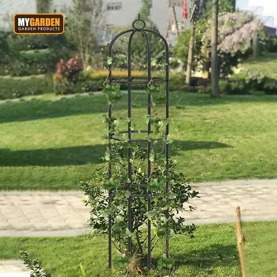 Garden Obelisk Climbing Flower Plants Stand Support Trellis Metal Frame-WHITE- • £13.09