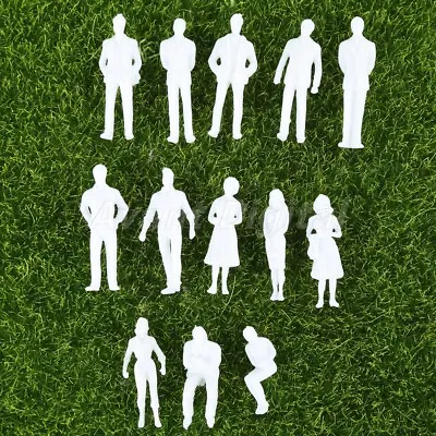 100pcs White Unpainted Miniatures Model Train People Figures Layout Scale 1:50 • $12.86