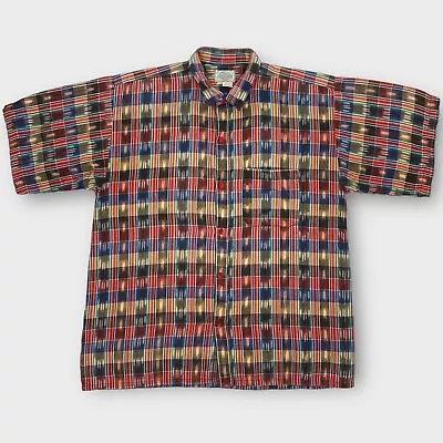 Vintage 90s Artesania New York Mens XL Multi Colorful Shirt Woven Twill Artsy • $46