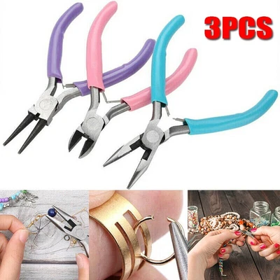£7.19 • Buy 3x Mini Pliers Jewellery Beading Set Craft Making Hand Tools DIY Repair Kit UK