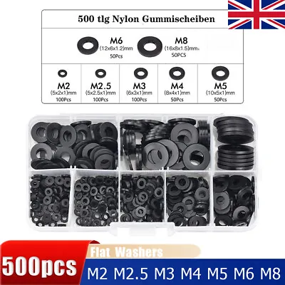 Black Form A Flat Nylon Washers Penny Mudguard Repair - M2 M2.5 M3 M4 M5 M6 M8 • £5.99