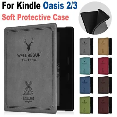 Smart Cover For Amazon Kindle Oasis 2/3 PU Leather Magnetic Auto Sleep/Wake Case • $18.14