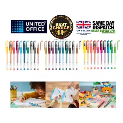 United Office 30 Gel Pens Metallic Neon & Glitter Brand New Free P&P • £9.99