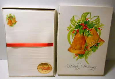 Vintage HALLMARK BELLS & HOLLY Christmas Holiday Writing Stationery Set Complete • $12.99