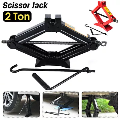 2 Ton Scissor Jack Telescopic Wheel Lug Nut Wrench Wind Up Fast Lifting Work US • $26.12