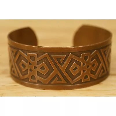 Vintage Artisan Estate Jewelry Solid Copper Cuff Bracelet Nordic Norse Knot Thor • $49.49