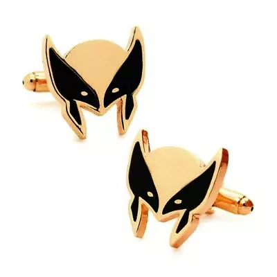 WOLVERINE MASK CUFFLINKS X-Men Comic Book Superhero Gold Tone Black W Gift Bag • $21.22