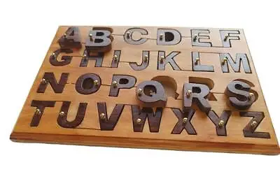 $140.40 • Buy Wooden Alphabet Knob & Peg Puzzle Game Solid 26 Pieces With Large Board Game