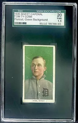 1909 T206 Ty Cobb Green Portrait Sweet Caporal SGC 1.5 HOF Detroit Tigers Bold • $4939.99