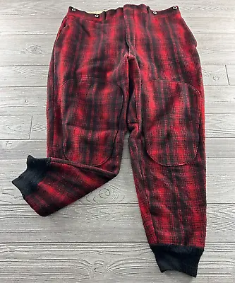 Vintage Woolrich Heavy Wool Plaid Red Black Hunting/Outdoors Pants • $35.99