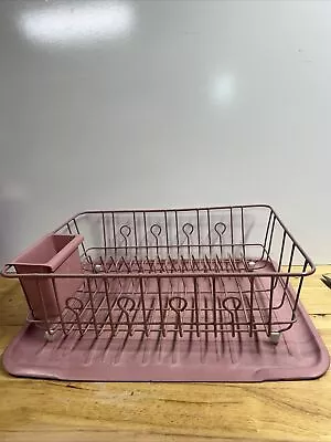 Vintage Rubbermaid Pink Coated Wire Dish Drainer Silverware Org & Tissue Box • $79