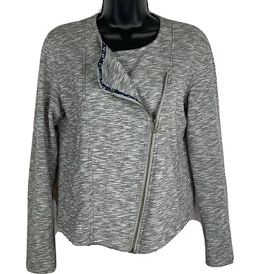 Matilda Jane Womens M Knit Jacket Gray Zip Moto Afternoon Drive Hello Lovely  • $17.81