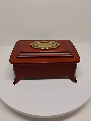 Vtg Things Remembered Musical Wood/Cherry Velvet Lined Ring Jewelry Box  9X6” D7 • $23