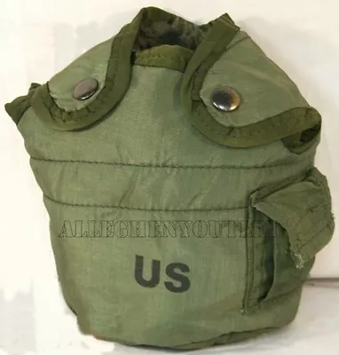 2 TWO 1 QUART OD CANTEEN COVERS 1QT POUCH CARRIER & CLIPS US Military EXCELLENT • $15.90