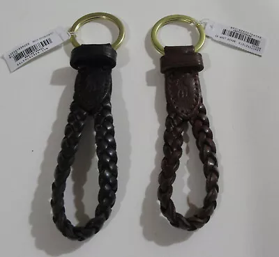 Polo Ralph Lauren Leather Twist Pony Keychain Key Ring FOB Brown Or Black • $29.99