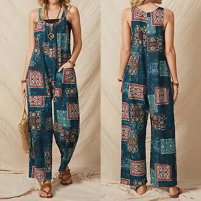 $30.90 • Buy Womens Wide Leg Jumpsuit With Pockets Straps Geometric Women And Jumpsuits