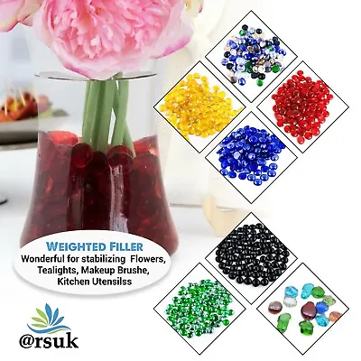 £8.99 • Buy Decorative Glass Pebbles Beads Stones Gems For Vases Aquarium Garden Fish Tank