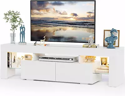 JUMMICO TV Stand With LED Lights Modern Entertainment Center Media And Open She • $109.24