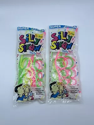 Vintage Silly Straw Party Pack Of 5 Multi Color 1992 Crazy Wacky Straw Read Desc • £12.34