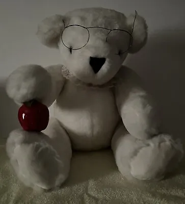 1984 Vermont Teddy Bear With Glasses And Apple 15  Stuffed Plush Toy • $8