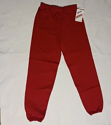 NOS Vintage Jerzees Pant 80s Mens L Tag RED Sweat Pants Joggers Training Outdoor • $119
