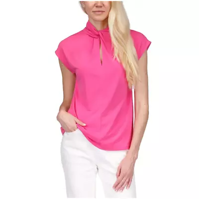 Michael Kors Women's Twist-Neck Sleeveless Top Cerise Pink Size Medium • $19.80