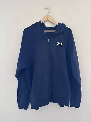 Under Armour Mens Rival Fleece Full Zip Hoodie Size XXL Black Athletic Everyday • $17.99