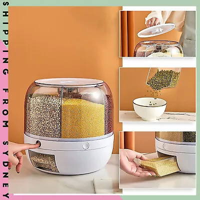 Rotating Grain Case Cereal Dispenser Storage Box Kitchen Food Rice Container AUS • $29.89